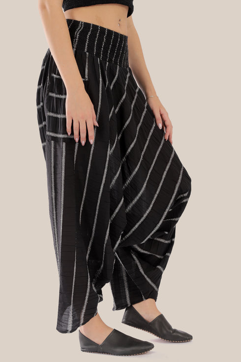 Striped harem pants with elastic waistband